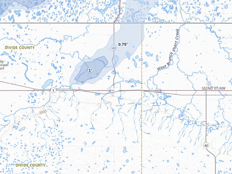 NEXRAD radar-signature map of the hail storm over Noonan, ND on Jun 6, 2026