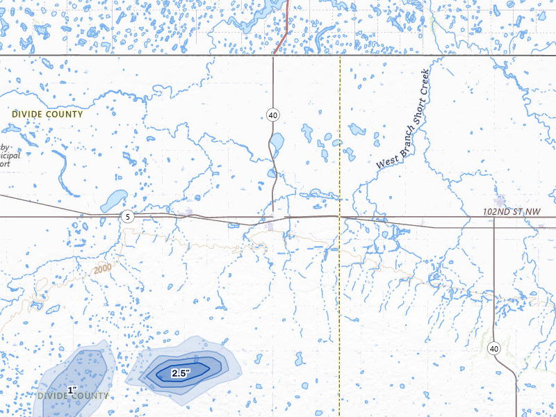 NEXRAD radar-signature map of the hail storm over Noonan, ND on Jun 9, 2026