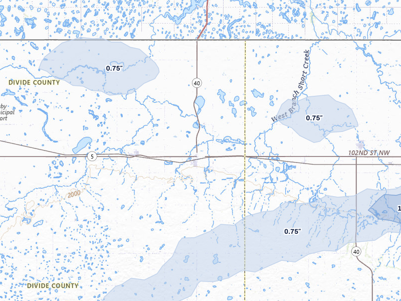 NEXRAD radar-signature map of the hail storm over Noonan, ND on Jul 5, 2026