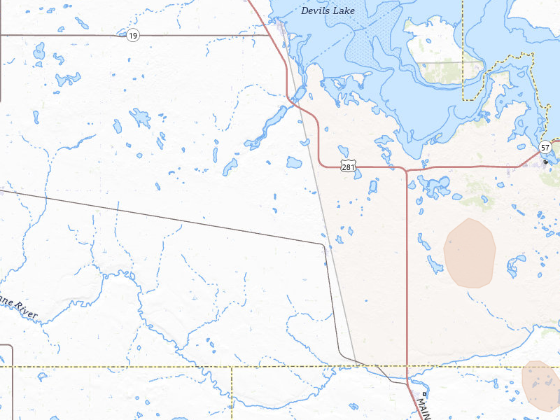 Radar-estimated hail-size map of the storm over Oberon, ND on Jul 4, 2026
