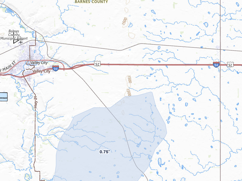 NEXRAD radar-signature map of the hail storm over Oriska, ND on May 26, 2026