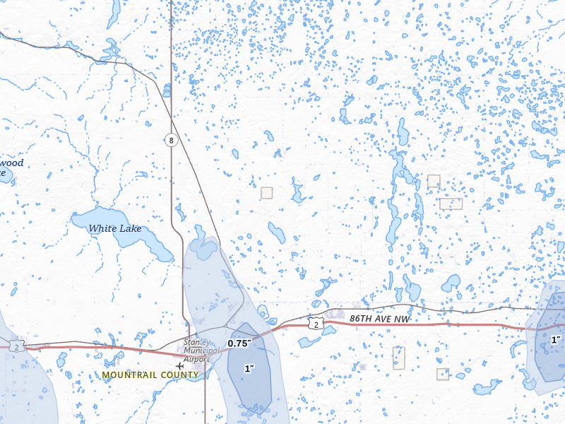 NEXRAD radar-signature map of the hail storm over Palermo, ND on Jun 27, 2026