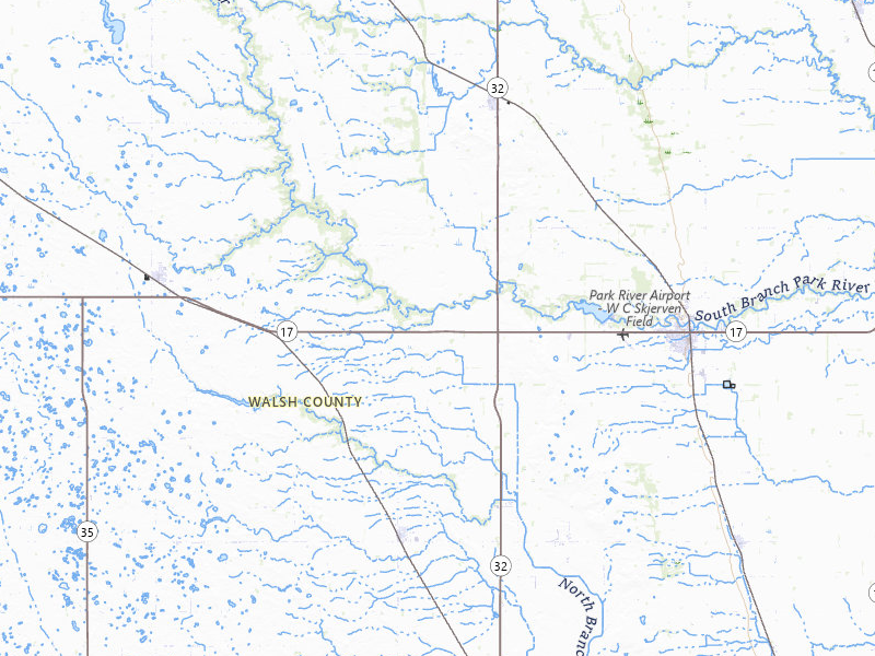 Radar-estimated hail-size map of the storm over Park River, ND on Jul 24, 2026