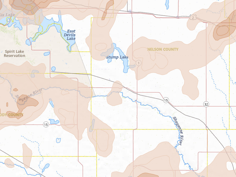 Radar-estimated hail-size map of the storm over Pekin, ND