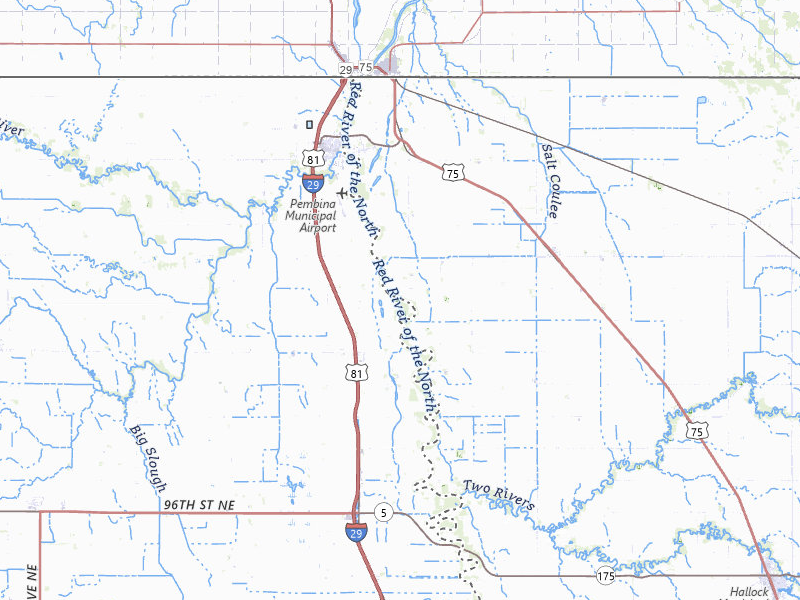 Radar-estimated hail-size map of the storm over Pembina, ND on Jun 29, 2026