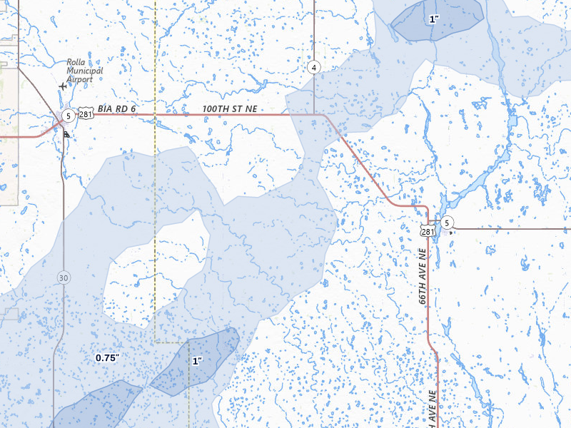 NEXRAD radar-signature map of the hail storm over Perth, ND on Jun 28, 2026