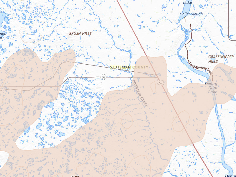Radar-estimated hail-size map of the storm over Pingree, ND on Jun 2, 2026
