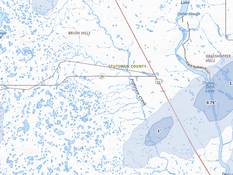 NEXRAD radar-signature map of the hail storm over Pingree, ND on Jun 29, 2026
