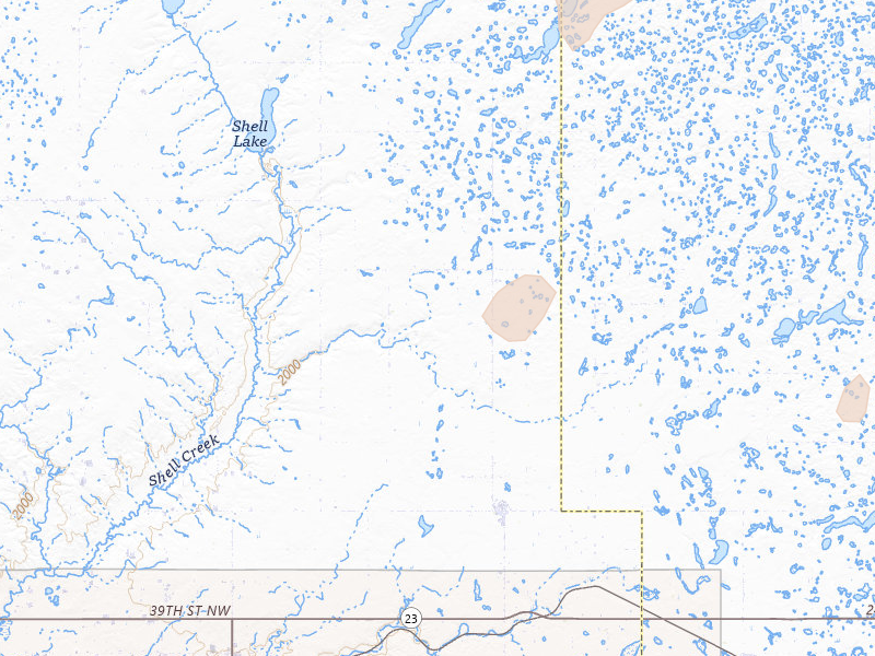 Radar-estimated hail-size map of the storm over Plaza, ND on Aug 23, 2026