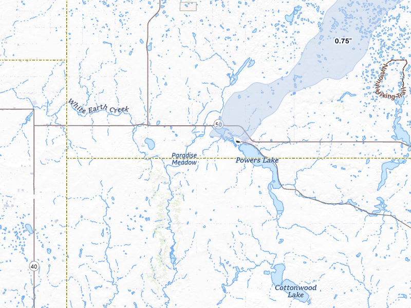 NEXRAD radar-signature map of the hail storm over Powers Lake, ND on Jun 6, 2026