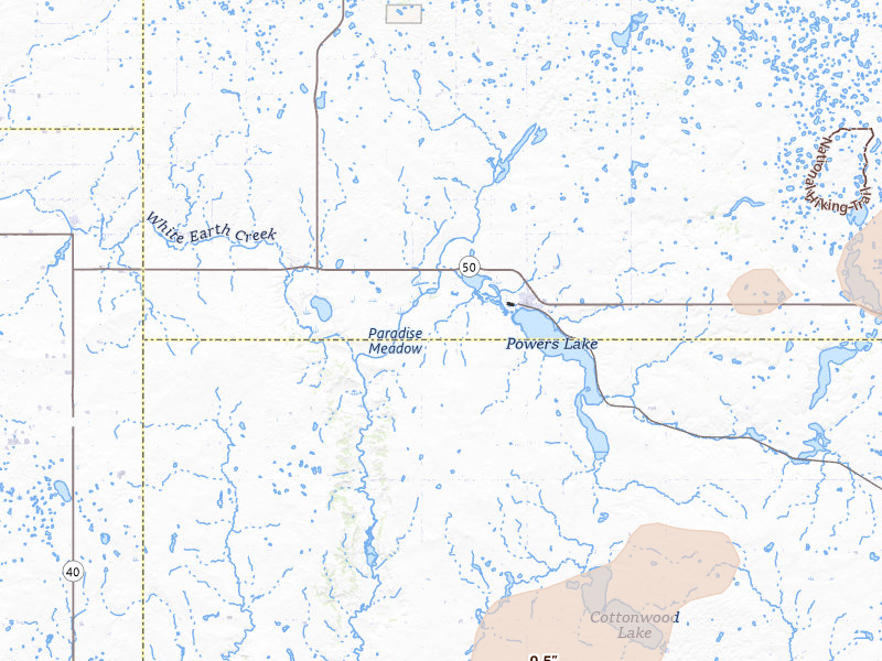 Radar-estimated hail-size map of the storm over Powers Lake, ND on Jul 29, 2026