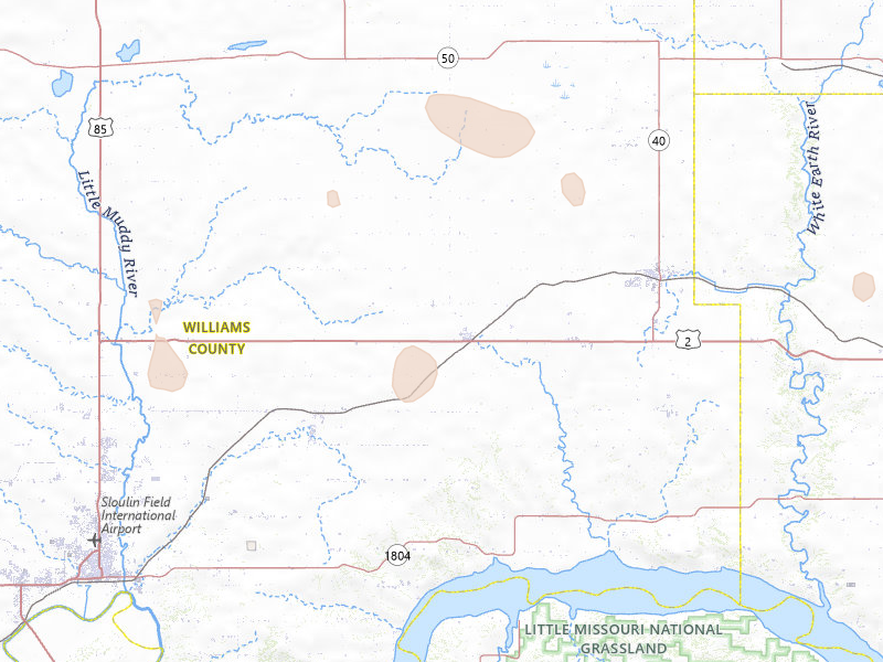 Radar-estimated hail-size map of the storm over Ray, ND on Jun 27, 2026