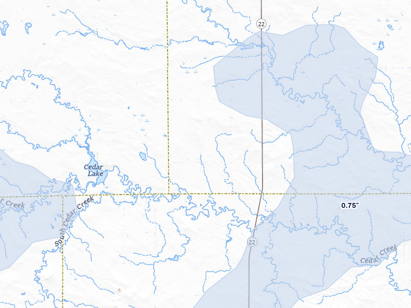 NEXRAD radar-signature map of the hail storm over Reeder, ND on Jun 27, 2026
