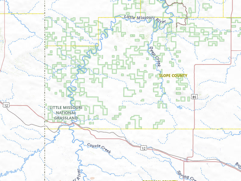 Radar-estimated hail-size map of the storm over Rhame, ND on Jul 1, 2026