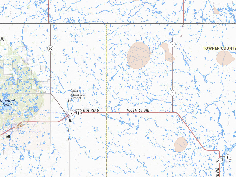 Radar-estimated hail-size map of the storm over Rolla, ND on Jun 28, 2026