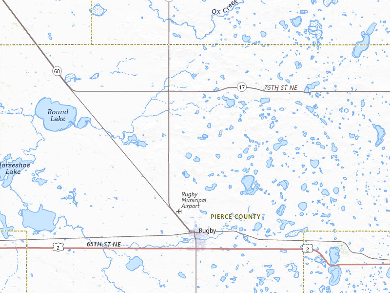 Radar-estimated hail-size map of the storm over Rugby, ND on Jul 9, 2026