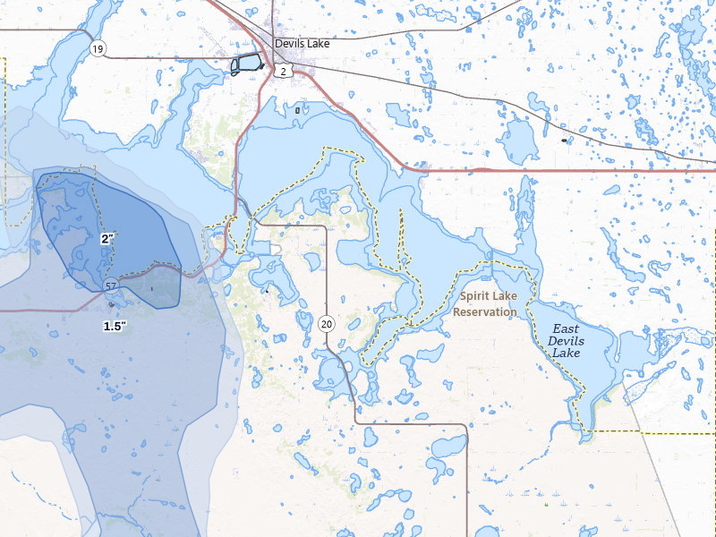 NEXRAD radar-signature map of the hail storm over Saint Michael, ND on Jul 9, 2026
