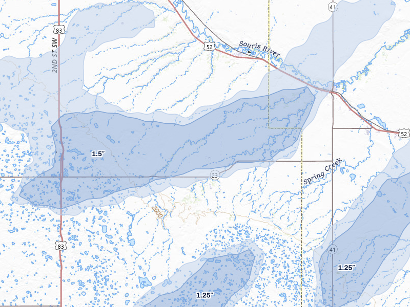 NEXRAD radar-signature map of the hail storm over Sawyer, ND on Sep 3, 2026