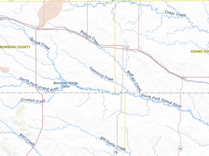 Radar-estimated hail-size map of the storm over Scranton, ND on Jul 2, 2026