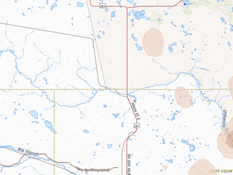 Radar-estimated hail-size map of the storm over Sheyenne, ND on Jul 4, 2026