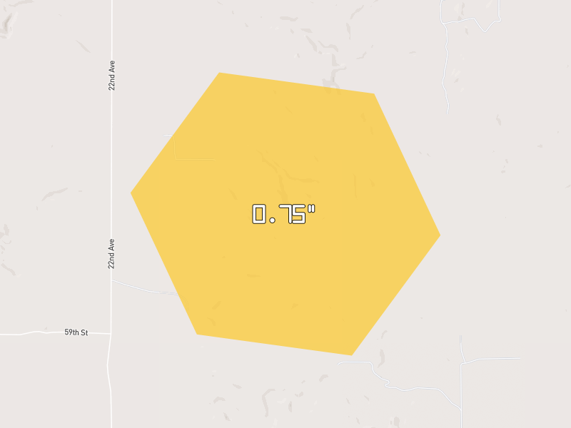 Hail map of Solen, ND on Jun 29, 2026, hail up to 0.75"