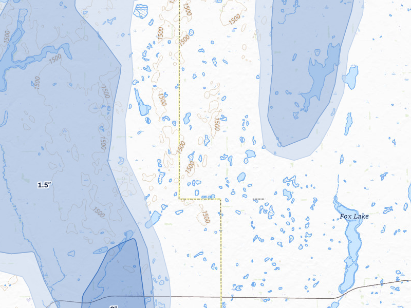 NEXRAD radar-signature map of the hail over Spiritwood, ND