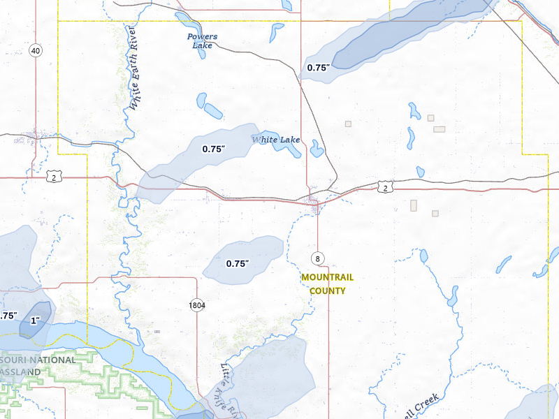NEXRAD radar-signature map of the hail storm over Stanley, ND on Jul 5, 2026