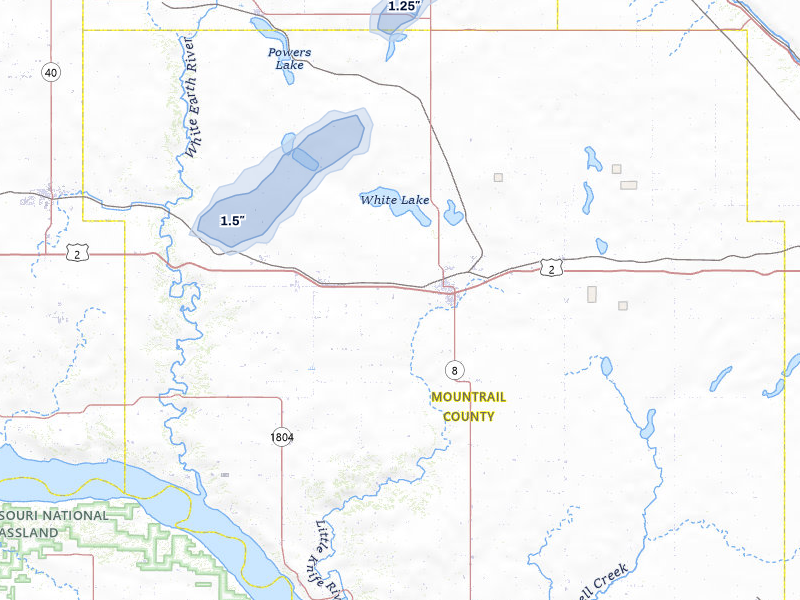 NEXRAD radar-signature map of the hail storm over Stanley, ND on Jul 29, 2026