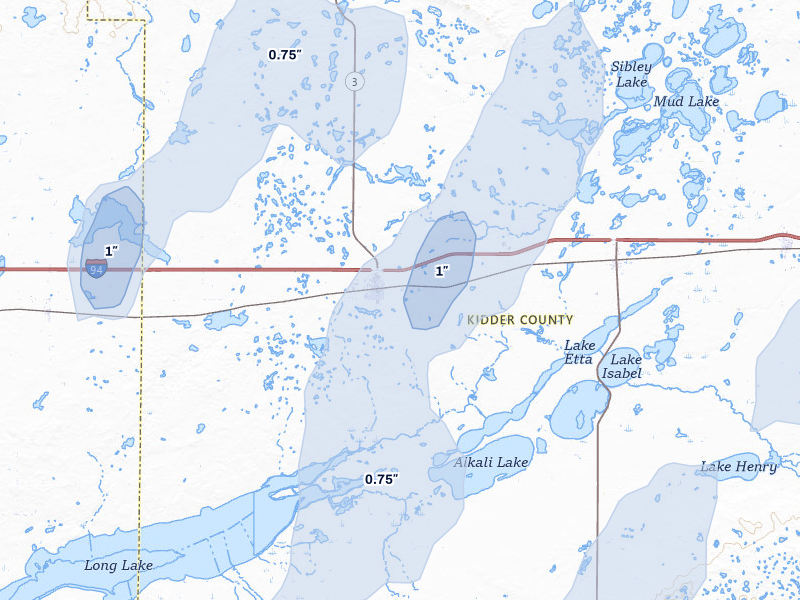 NEXRAD radar-signature map of the hail storm over Steele, ND on Jun 27, 2026