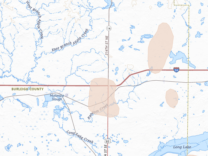 Radar-estimated hail-size map of the storm over Sterling, ND on Jun 7, 2026