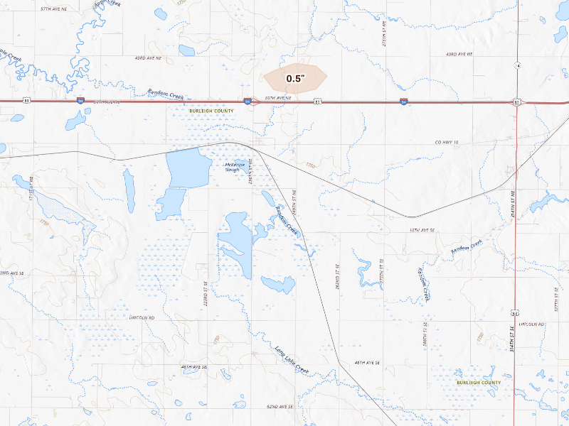 Radar-estimated hail-size map of the storm over Sterling, ND