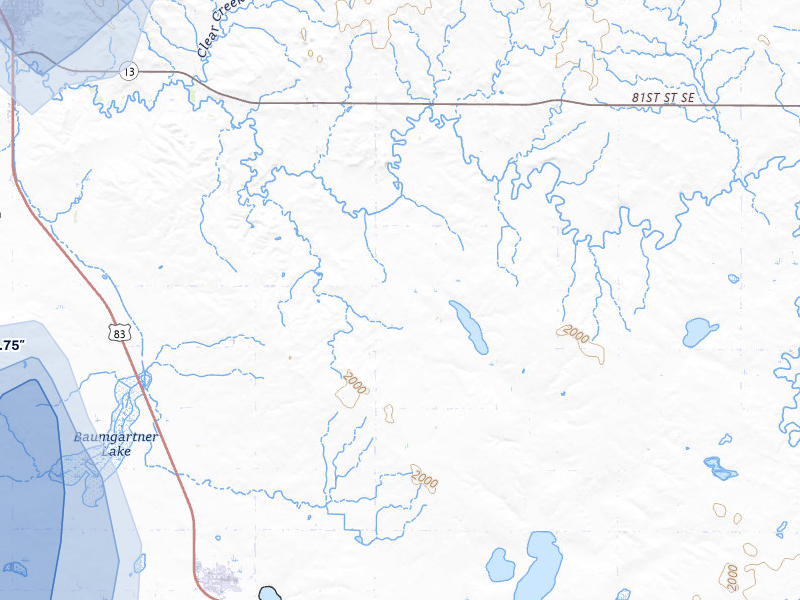 NEXRAD radar-signature map of the hail storm over Strasburg, ND on May 31, 2026