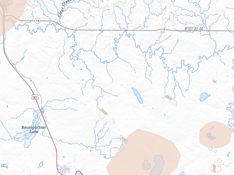 Radar-estimated hail-size map of the storm over Strasburg, ND on Jul 2, 2026