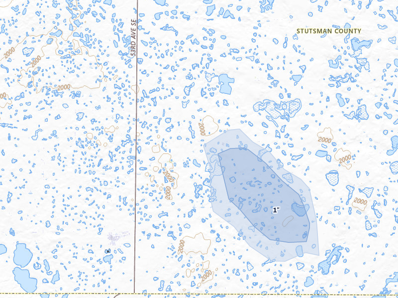 NEXRAD radar-signature map of the hail storm over Streeter, ND on Aug 11, 2026