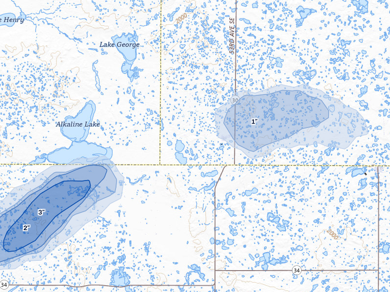 NEXRAD radar-signature map of the hail storm over Streeter, ND on Aug 12, 2026