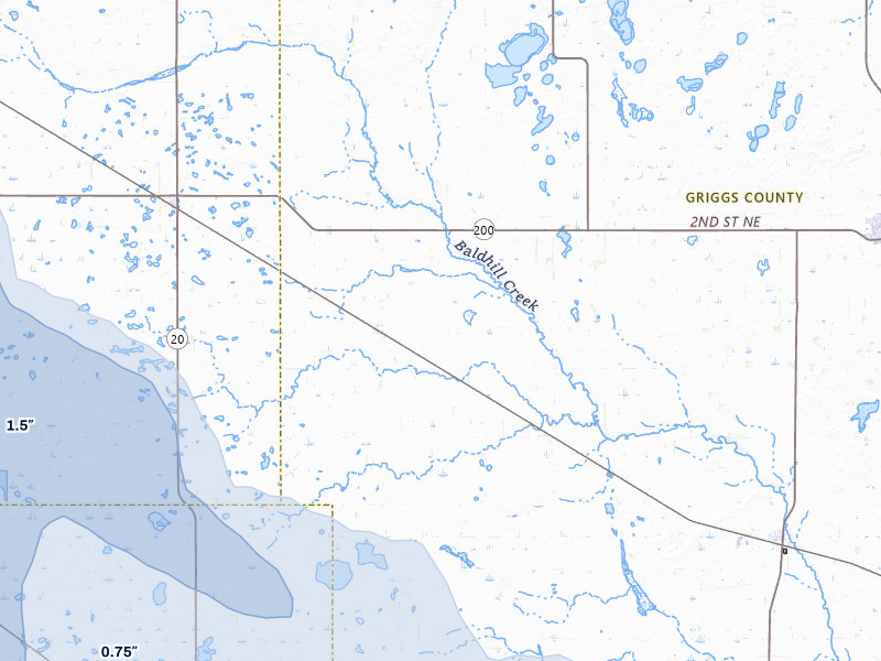 NEXRAD radar-signature map of the hail storm over Sutton, ND on Jul 9, 2026