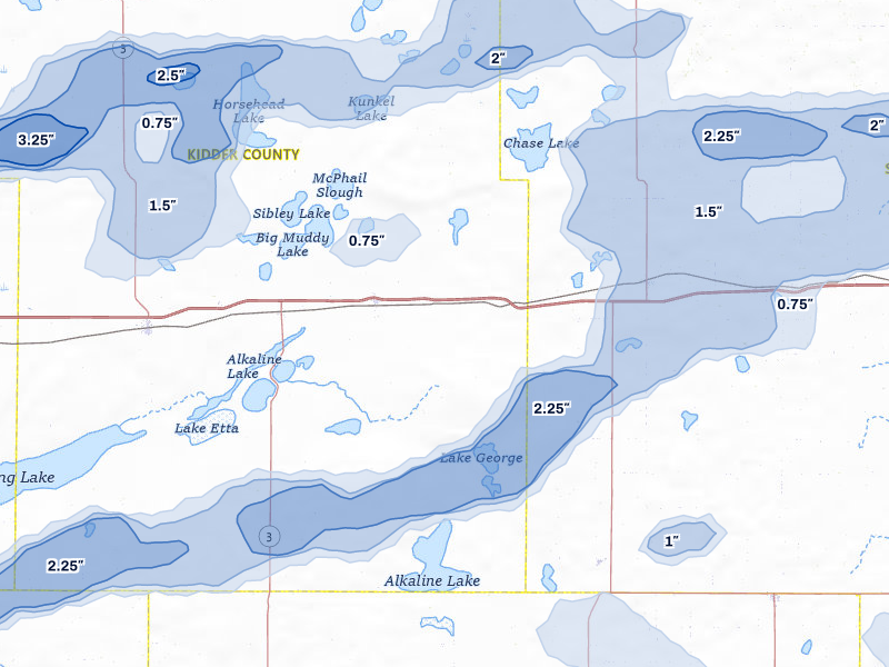 NEXRAD radar-signature map of the hail storm over Tappen, ND on Aug 11, 2026