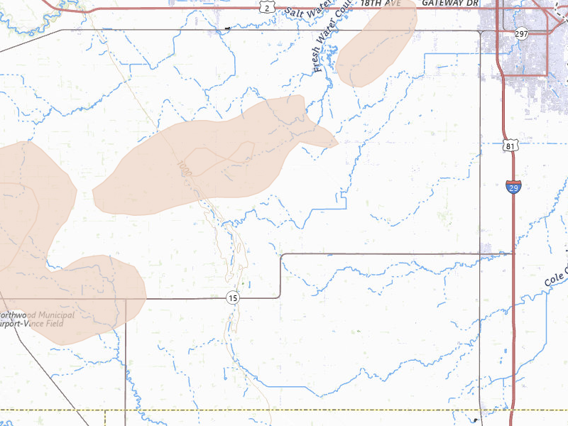 Radar-estimated hail-size map of the storm over Thompson, ND
