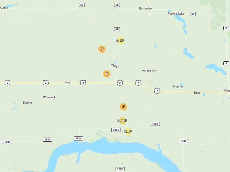 Hail map of Tioga, ND on Jun 28, 2026, hail up to 1"