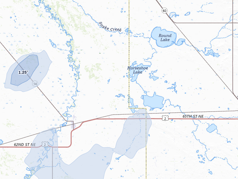 NEXRAD radar-signature map of the hail storm over Towner, ND on Jun 29, 2026