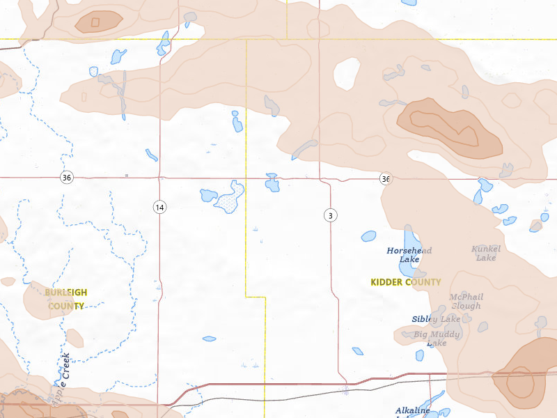 Radar-estimated hail-size map of the storm over Tuttle, ND on Jul 24, 2026