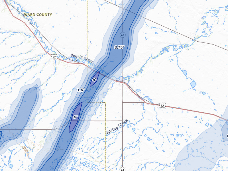 NEXRAD radar-signature map of the hail storm over Velva, ND on Jun 29, 2026