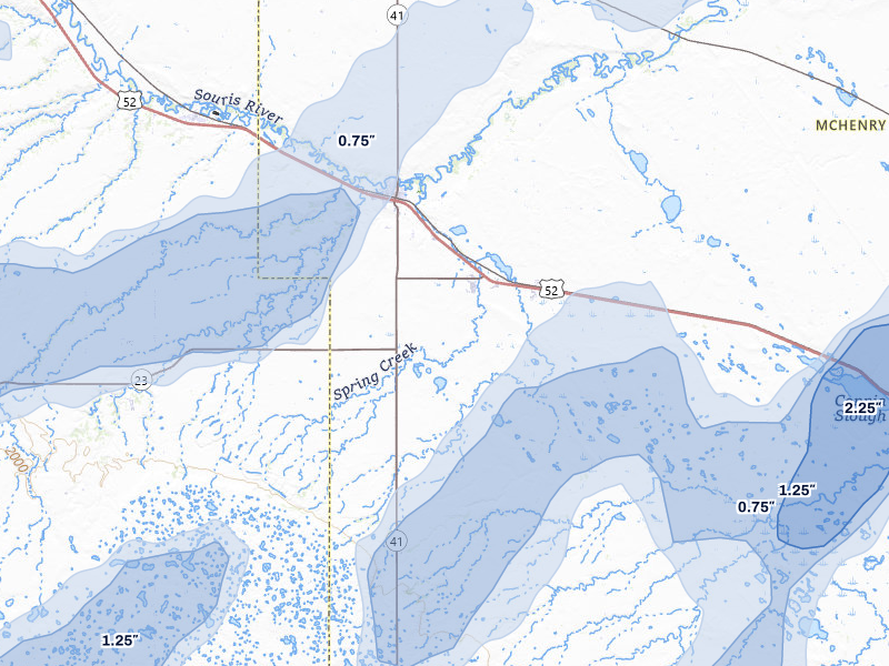 NEXRAD radar-signature map of the hail storm over Velva, ND on Sep 3, 2026