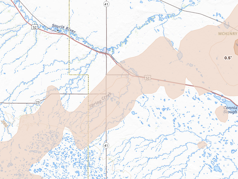 Radar-estimated hail-size map of the storm over Velva, ND