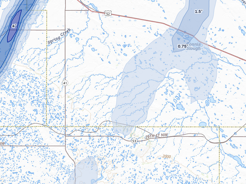 NEXRAD radar-signature map of the hail storm over Voltaire, ND on Jun 29, 2026
