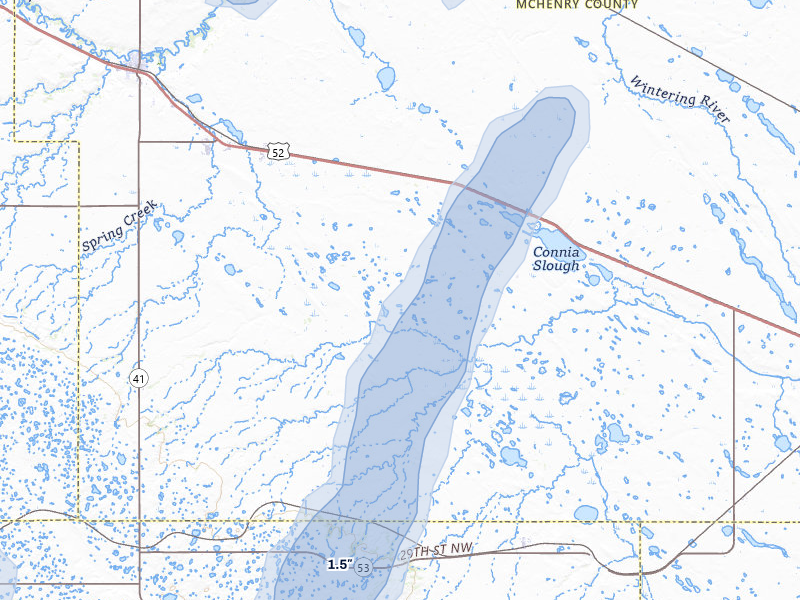 NEXRAD radar-signature map of the hail storm over Voltaire, ND on Sep 6, 2026