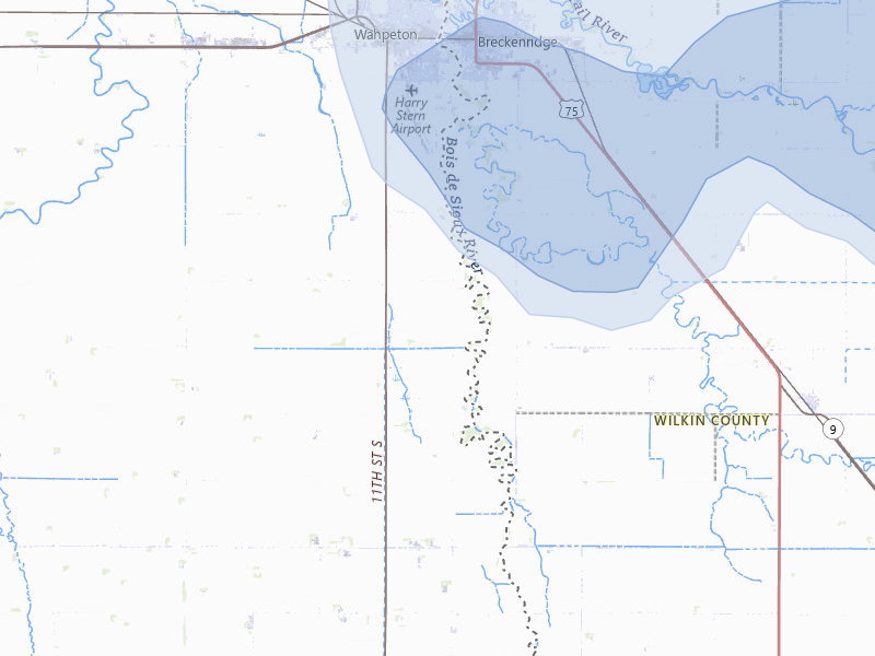 NEXRAD radar-signature map of the hail storm over Wahpeton, ND on Jul 6, 2026