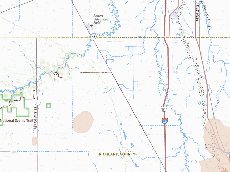 Radar-estimated hail-size map of the storm over Walcott, ND on Jun 9, 2026