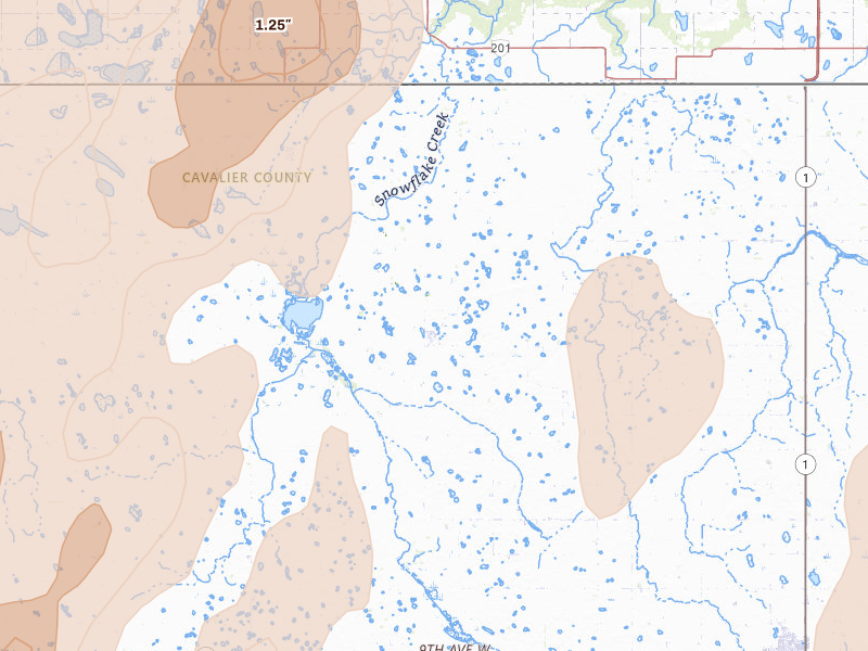 Radar-estimated hail-size map of the storm over Wales, ND on Jun 2, 2026