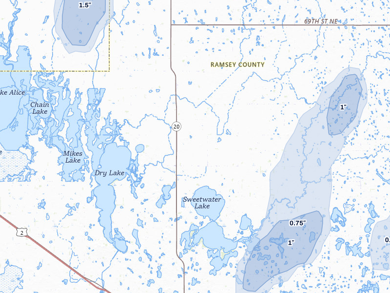 NEXRAD radar-signature map of the hail storm over Webster, ND on Jul 30, 2026